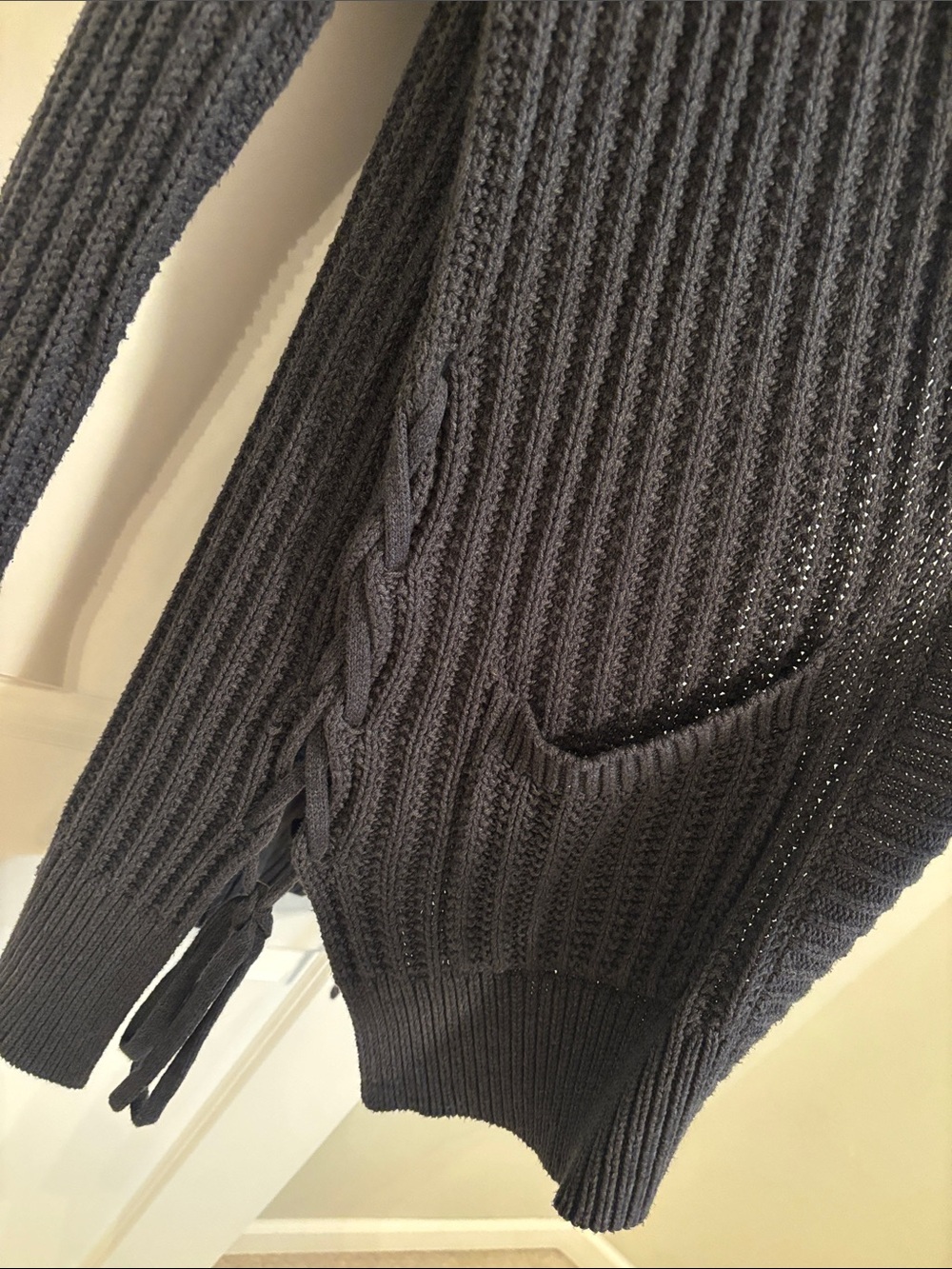 Express Charcoal Gray Open-Front Ribbed Cardigan - Picture 2 of 3